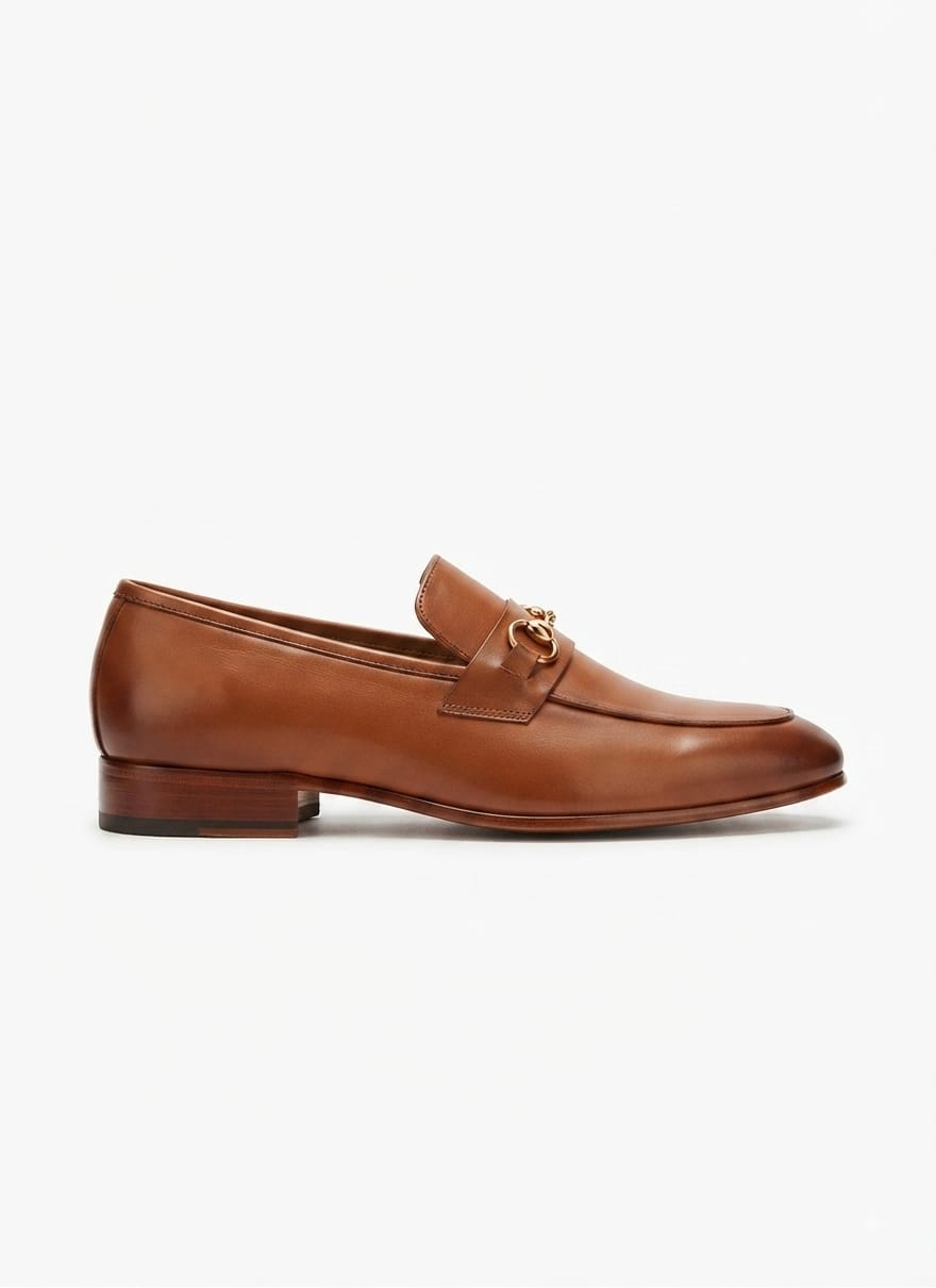 Pelle Forge Men's Classic Brown Leather Horsebit Loafers