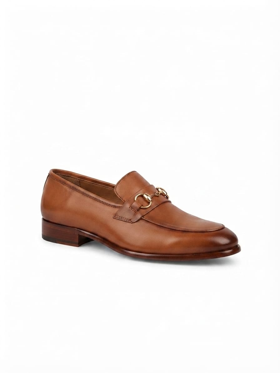 Pelle Forge Men's Classic Brown Leather Horsebit Loafers