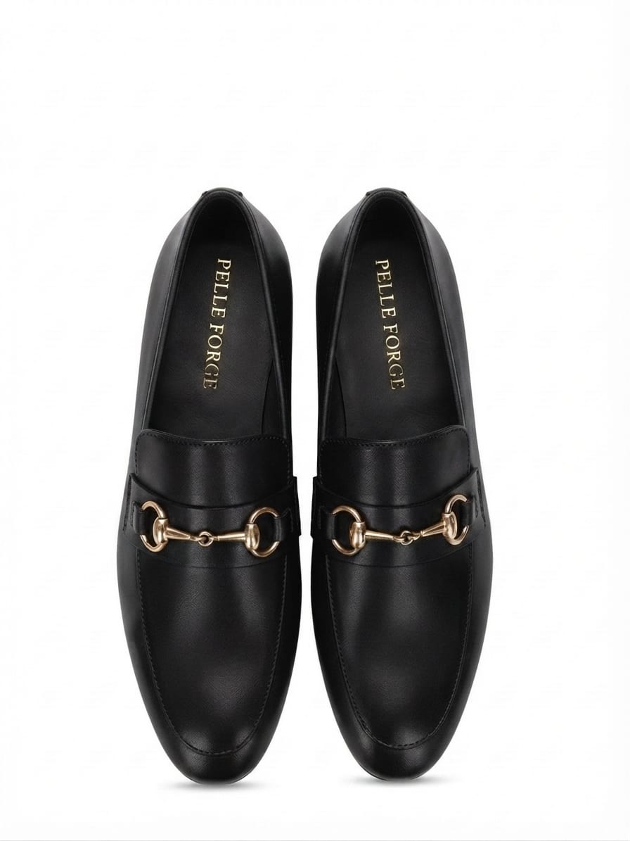 Pelle Forge Men's Classic Brown Leather Horsebit Loafers